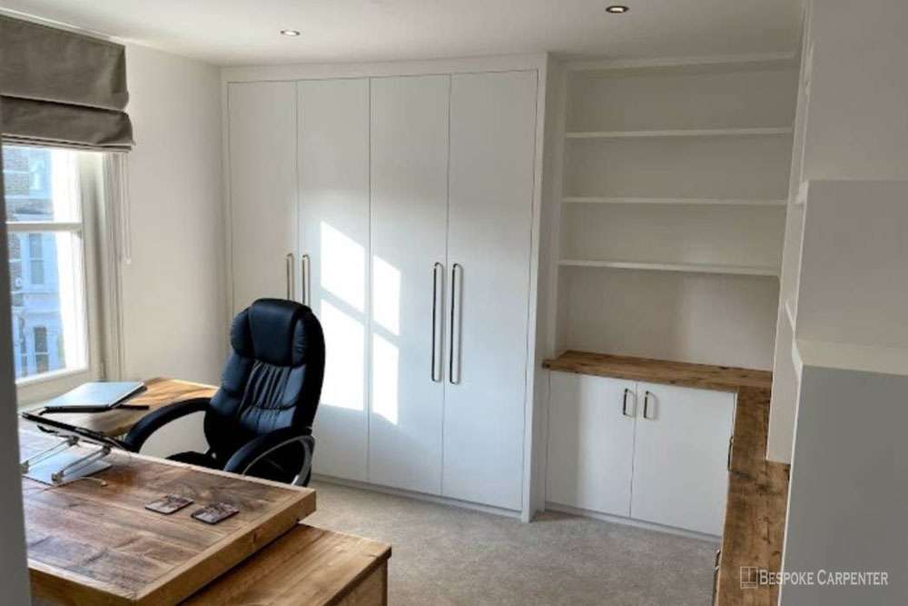 Fitted storage unit made with MDF wood for a house in Roehampton